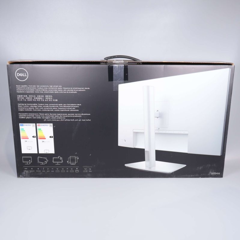 Baksidan av produktförpackning med teknisk info och illustrationer