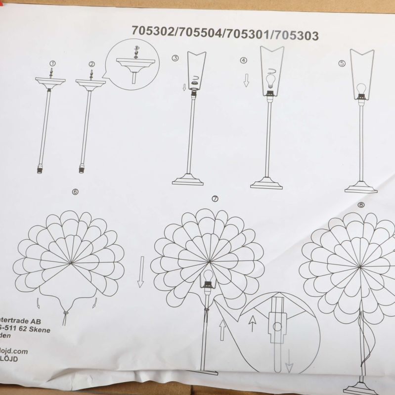 Monteringsanvisning med illustrationer för lampa