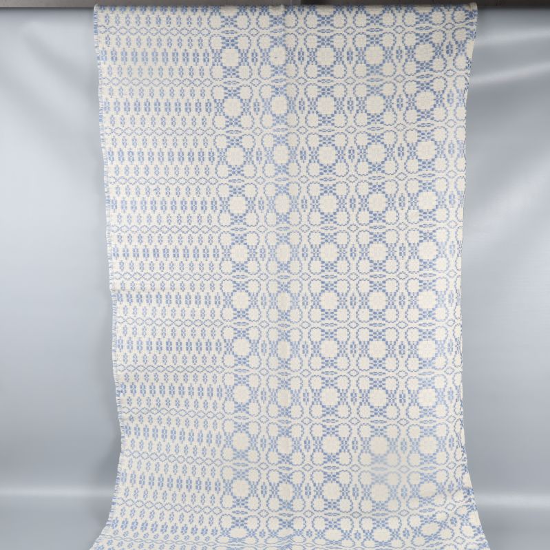 Utvecklad vävd duk i blått och vitt