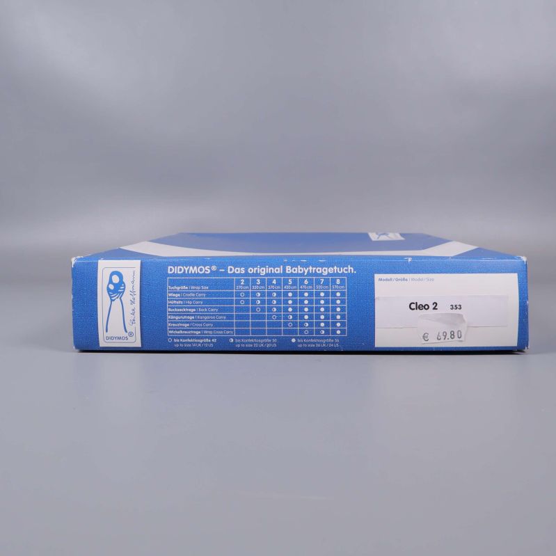 Förpackningens sida med information och storlekspassning