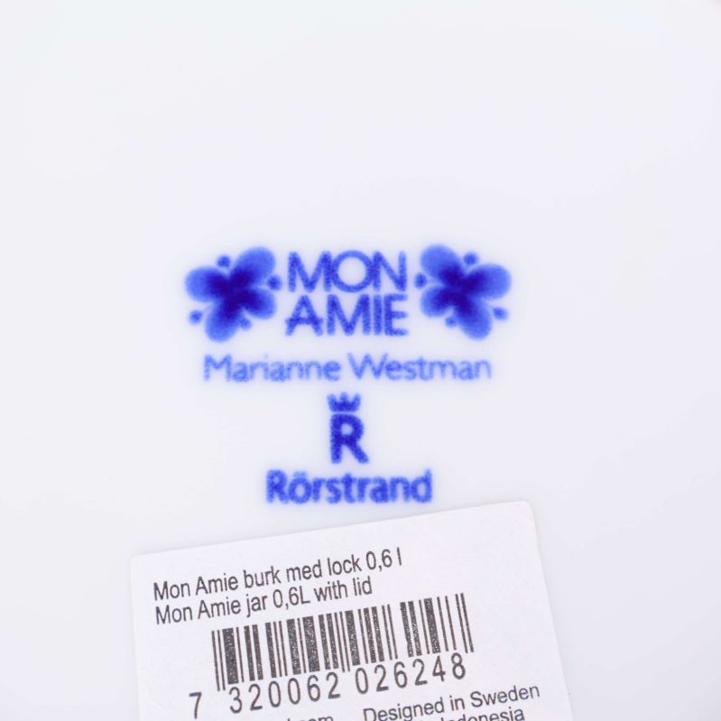 Närbild av Mon Amie Rörstrand märkning och etikett