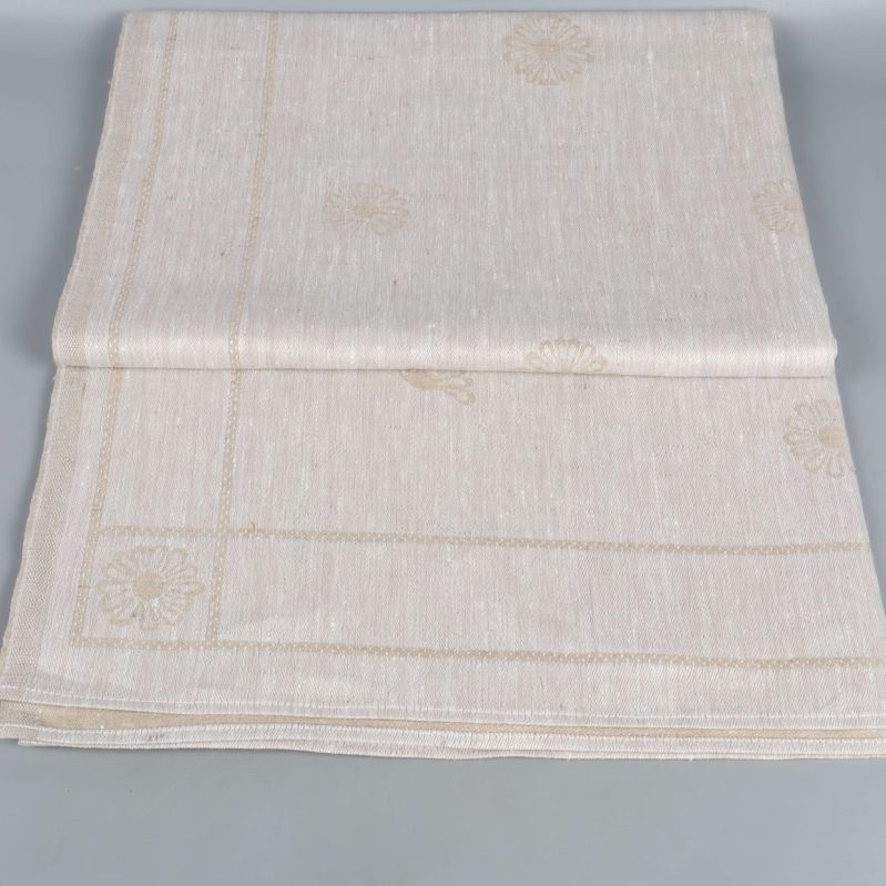 Hopvikt linneduk med blommönster i beige