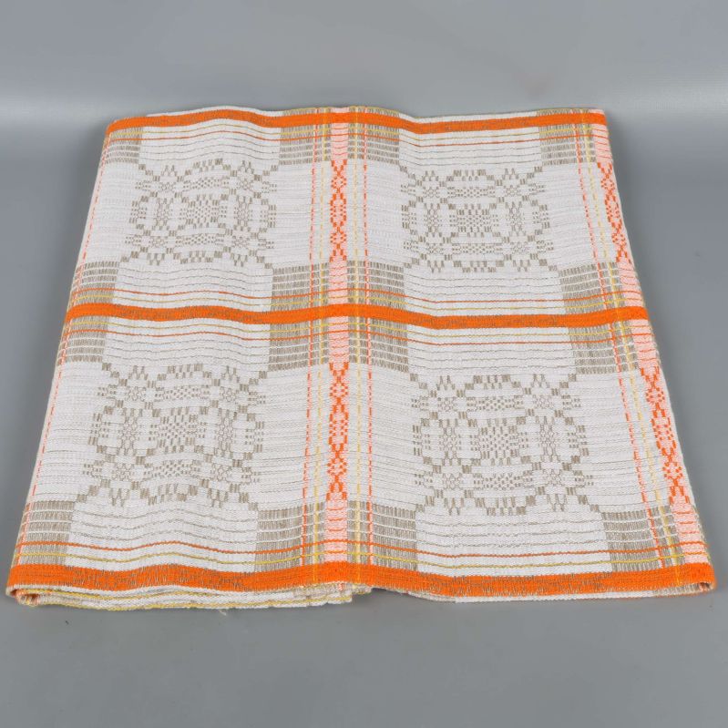 Hopvikt köksduk med rutigt mönster i beige och orange