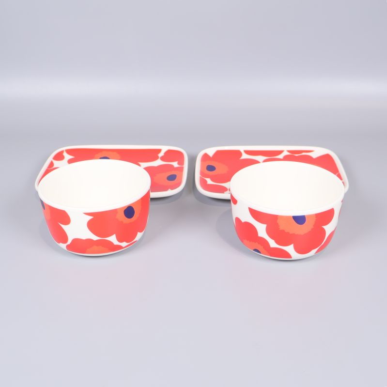 Marimekko skålar och fat från sidan