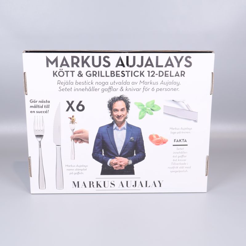 Baksida av kartong för kött- och grillbestickset