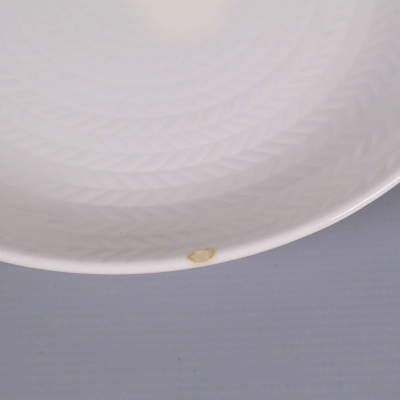 Närbild på ett fat med synlig nagg i kanten