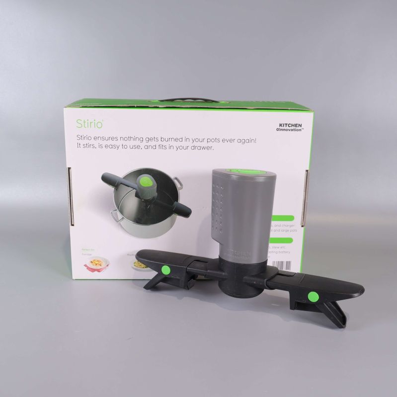 Automatisk omrörare och förpackning sedd bakifrån