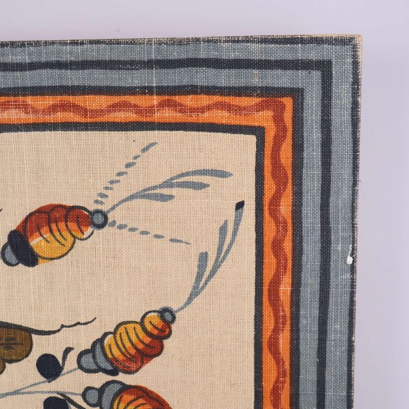 Hörn av brodyrbonad och ram med linjer