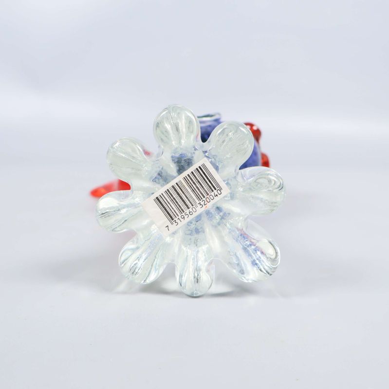 Undersida av glasfågelns fot med streckkodsetikett