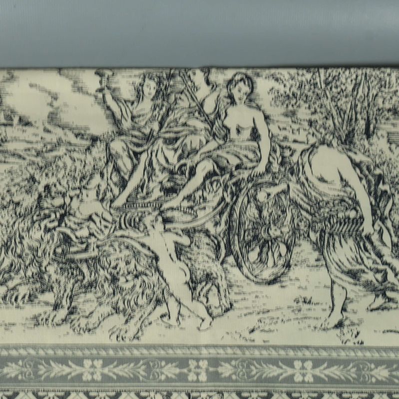 Illustration av vagn och figurer på duken