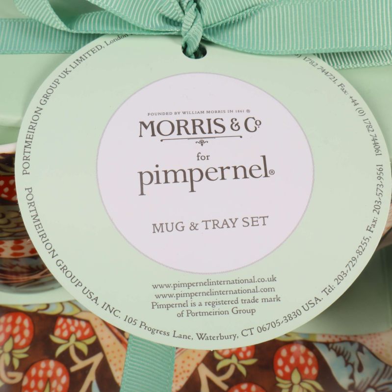 Närbild av etikett för Morris & Co. och Pimpernel