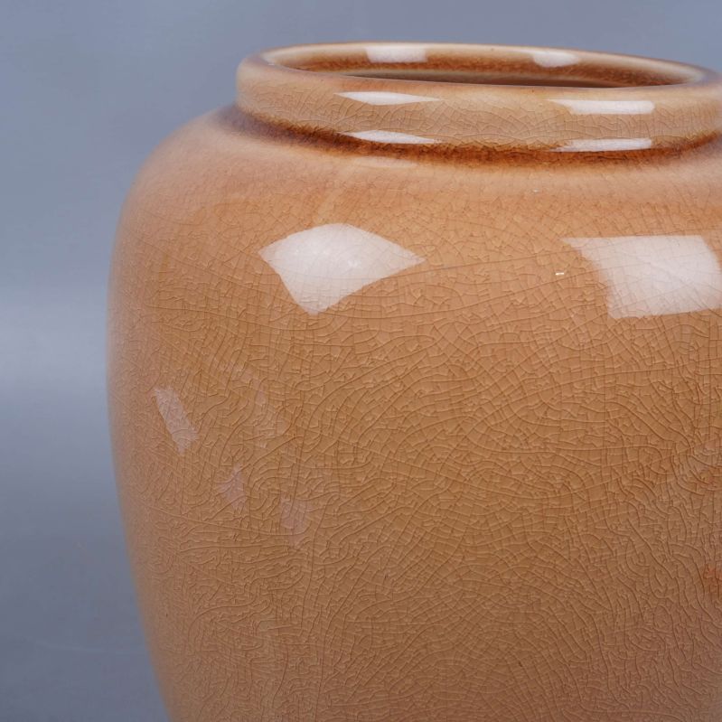 Närbild på vasens glansiga krackelerade yta