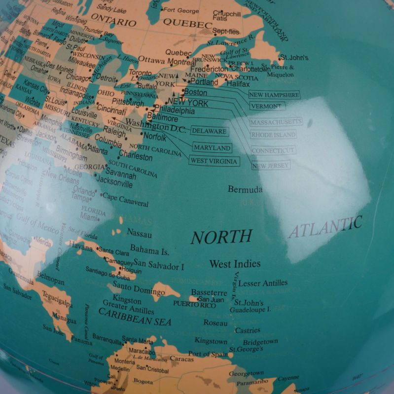 Närbild på nordvästra Atlanten och Nordamerika