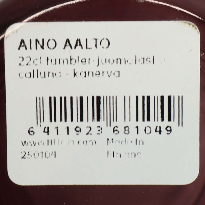 Närbild på etiketten: Aino Aalto 22cl tumbler