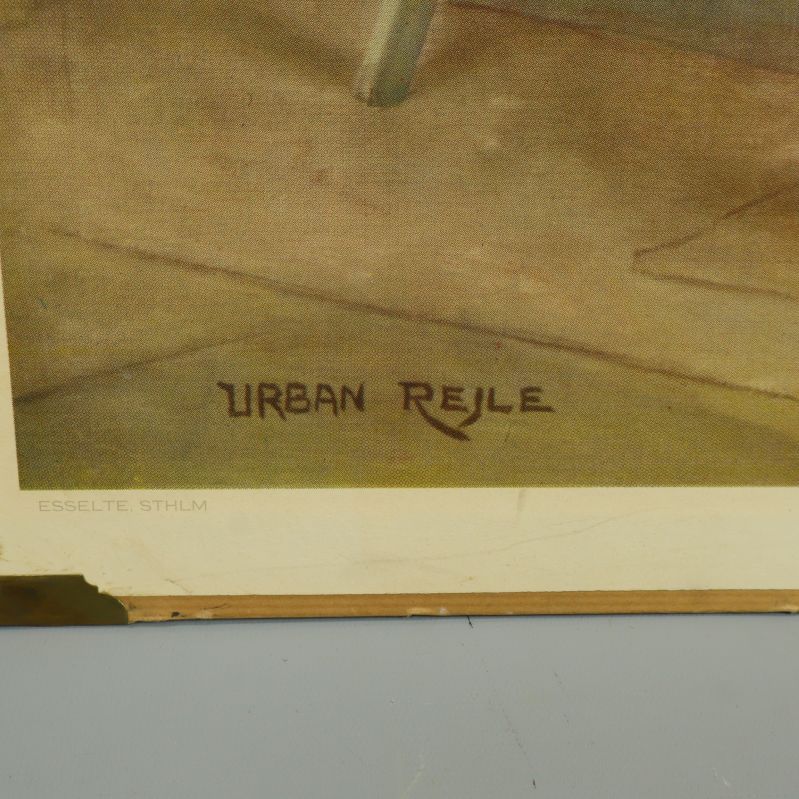Närbild på Urban Rejle signatur i hörnet