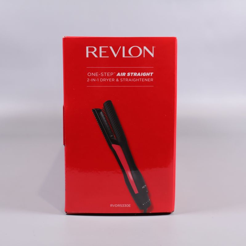 Sida av Revlon-förpackning med bild på hårverktyg