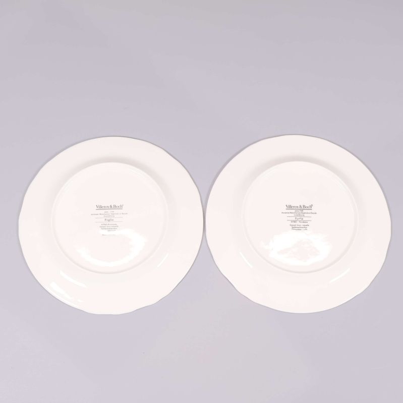 Två assietter vända upp och ner med tryck Villeroy & Boch Foglia