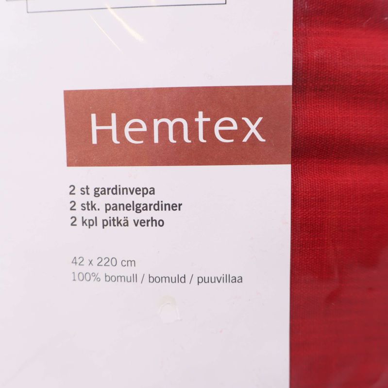 Hemtex panelgardiner etikett med storleksinformation
