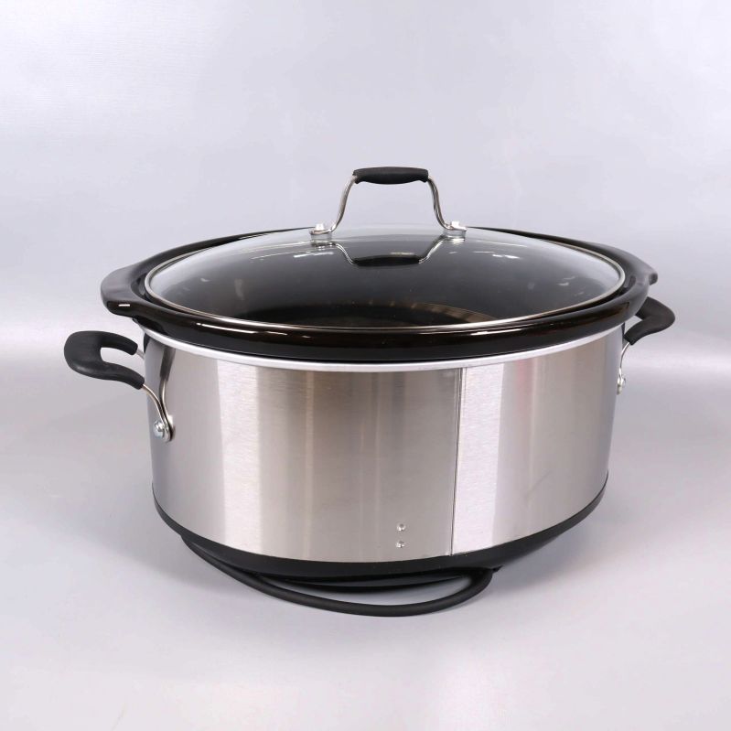 Slowcooker bakifrån med handtag och rund form