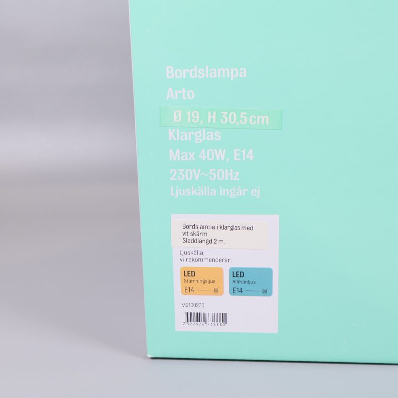 Detaljerad sida av förpackning med tekniska specifikationer