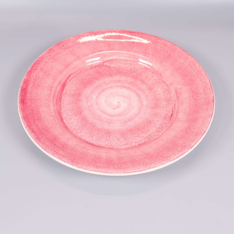 Överblick av serveringsfat med swirlmönster i rosa