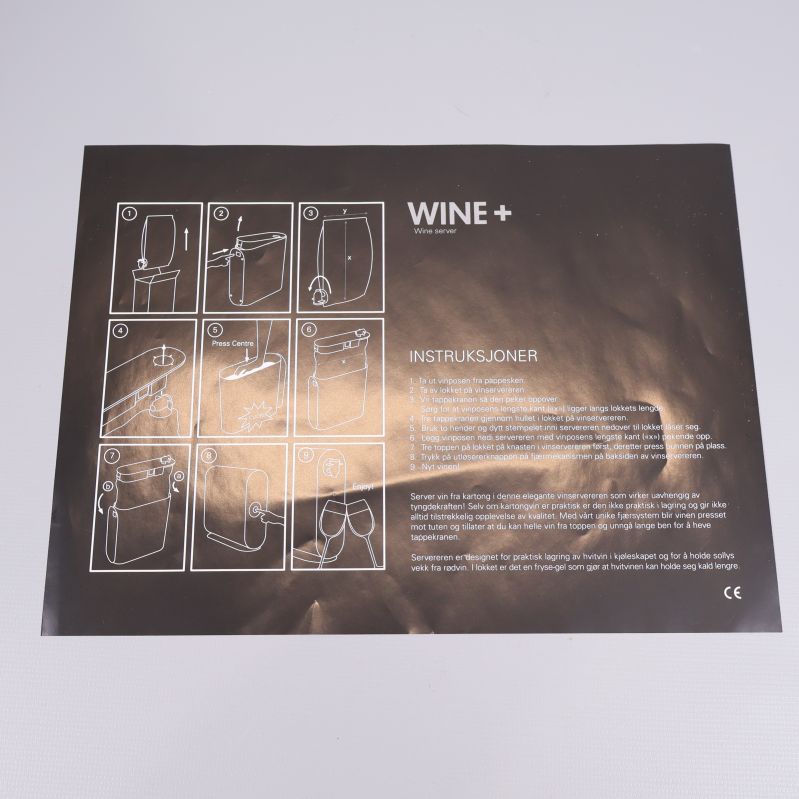 Bruksanvisning för vinboxhållare Wine+ med illustrationer