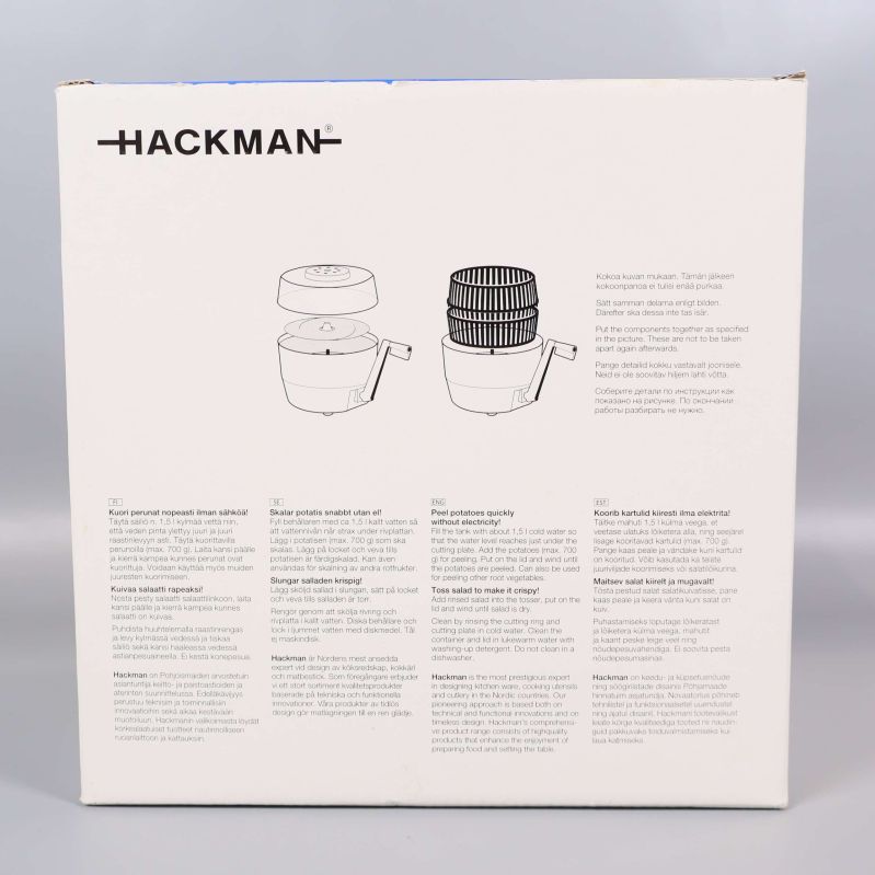 Baksida av förpackning med instruktioner och illustrationer