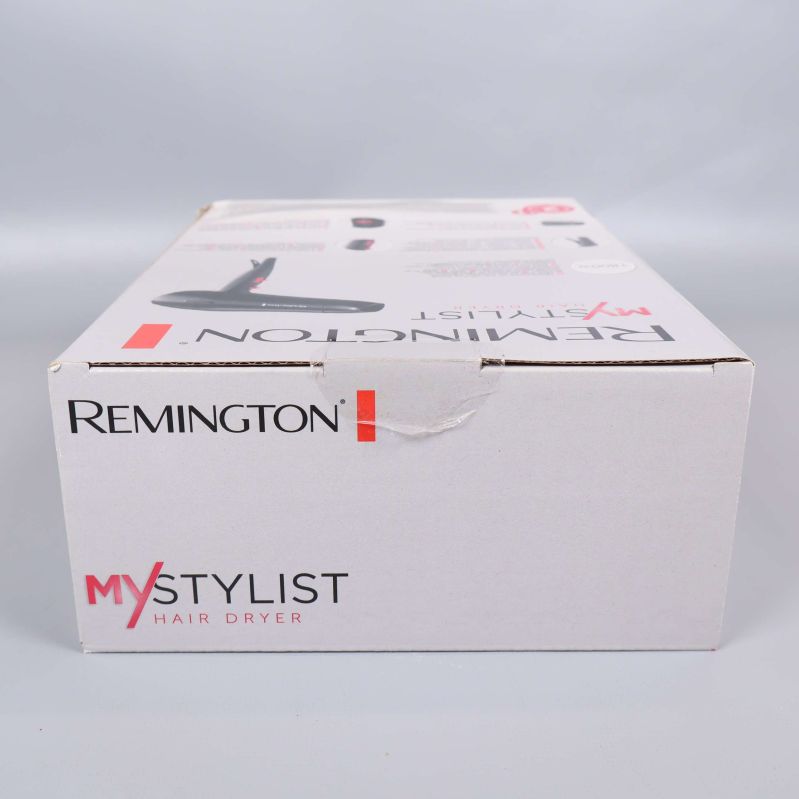 Överkant på Remington hårfön kartong med logotyp