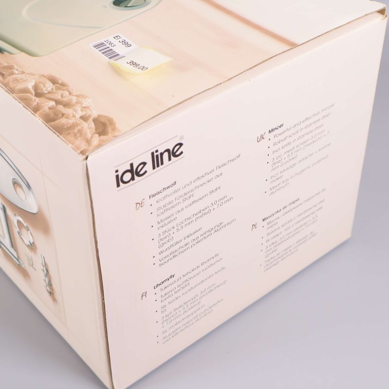 Detalj på förpackning med logotypen ide line
