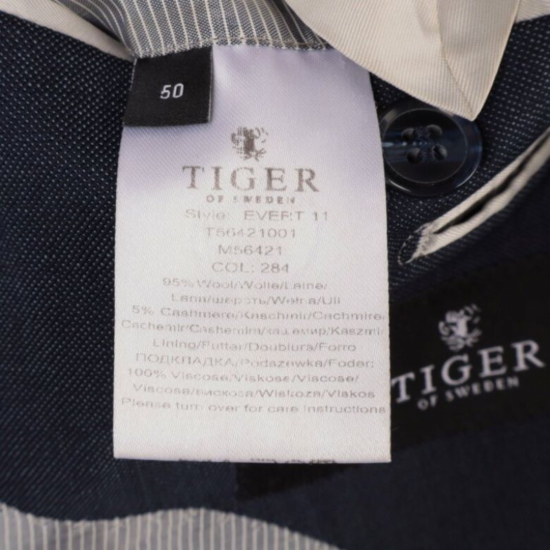 Tiger of Sweden etikett med materialinformation