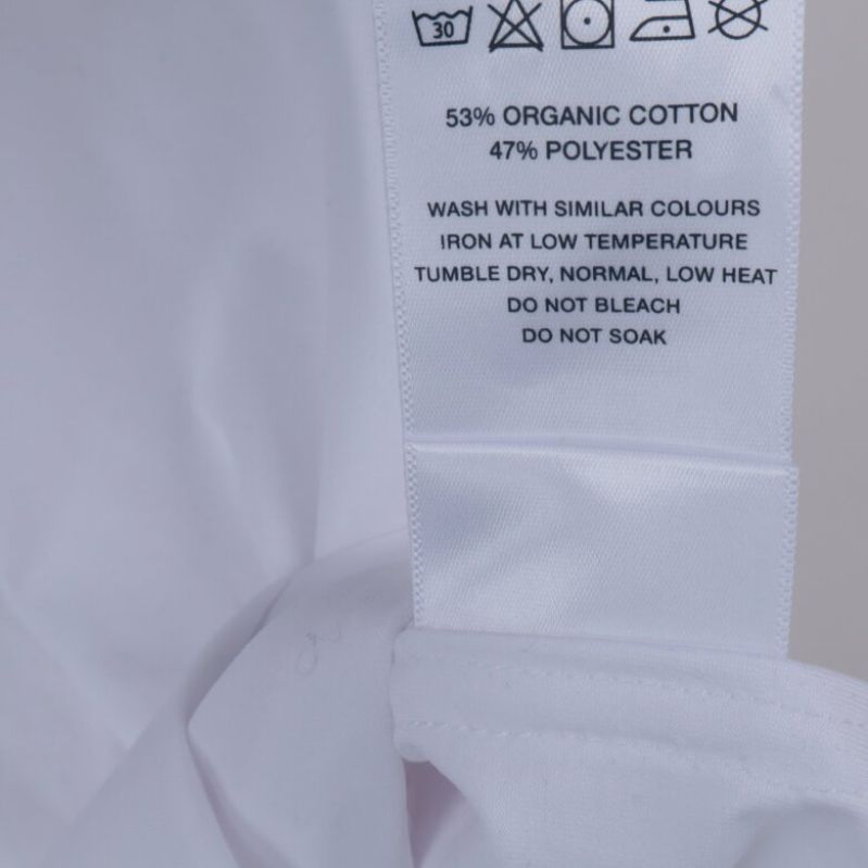 Materialetikett med bomull och polyester