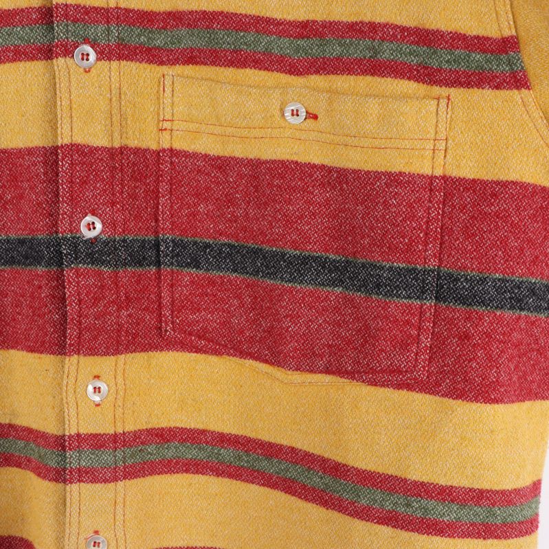 Närbild av bröstficka och knappar