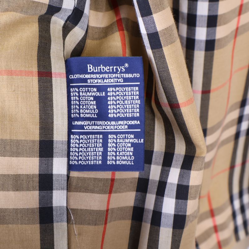 Materialetikett på burberrys jacka