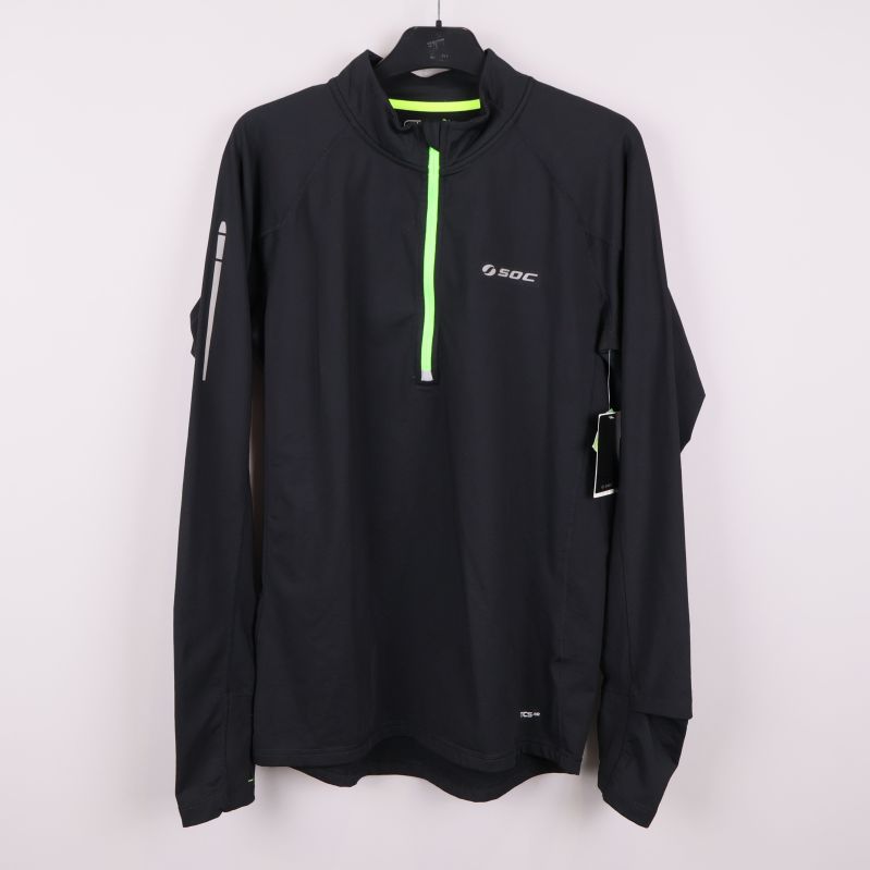 Svart träningströja med neonfärgad dragkedja fram