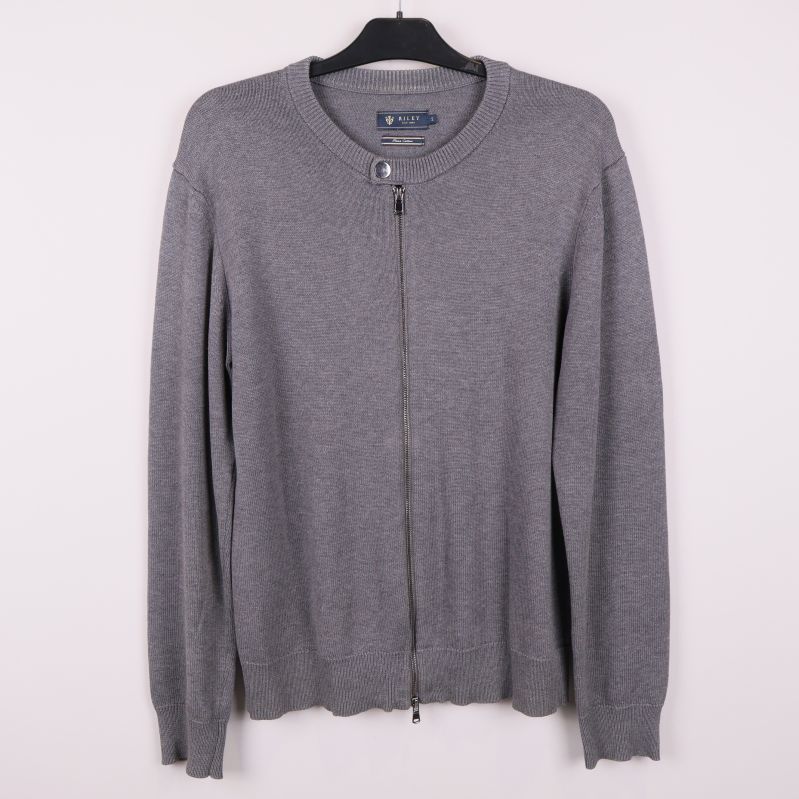 Grå bomullströja med dragkedja framtill 