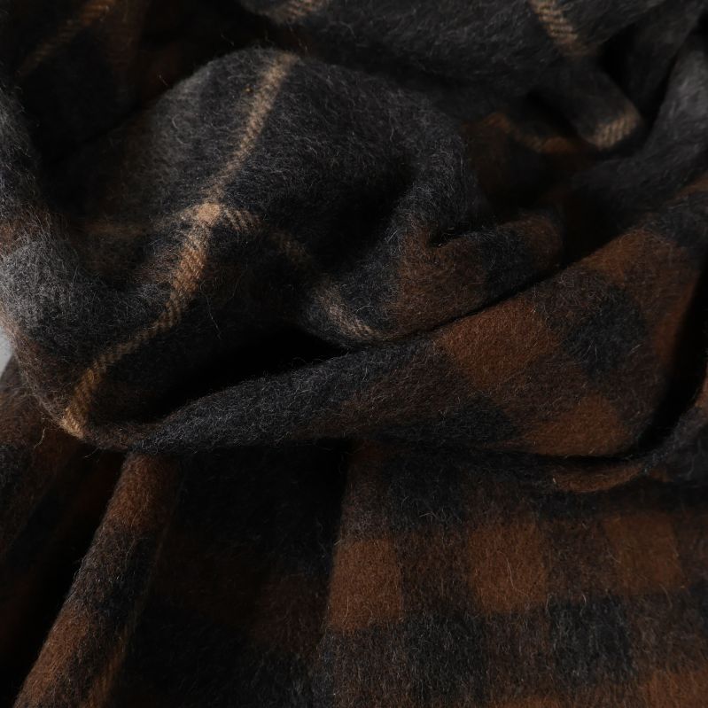 Närbild på materialets struktur och rutmönster