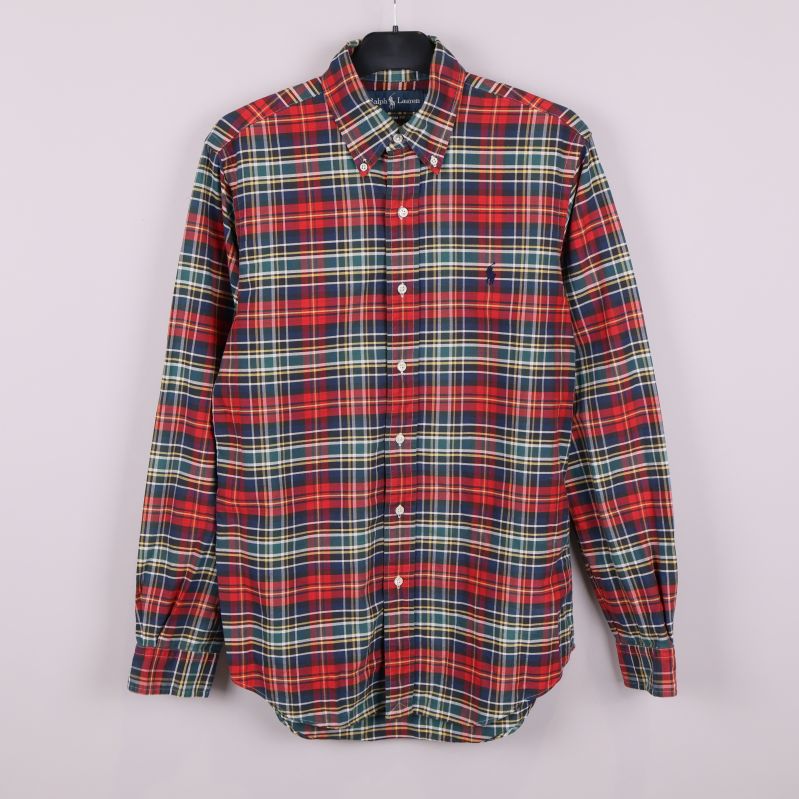 Rutig skjorta med långa ärmar och button down-krage 