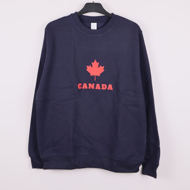 Mörkblå sweatshirt med rött lönnlöv och CANADA-tryck