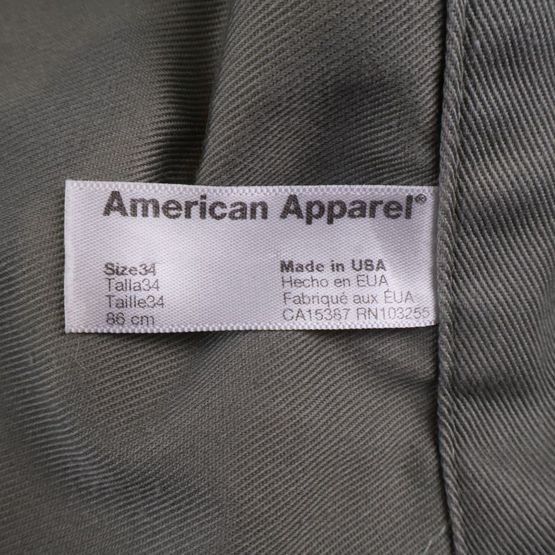 American Apparel storleksetikett inuti byxa