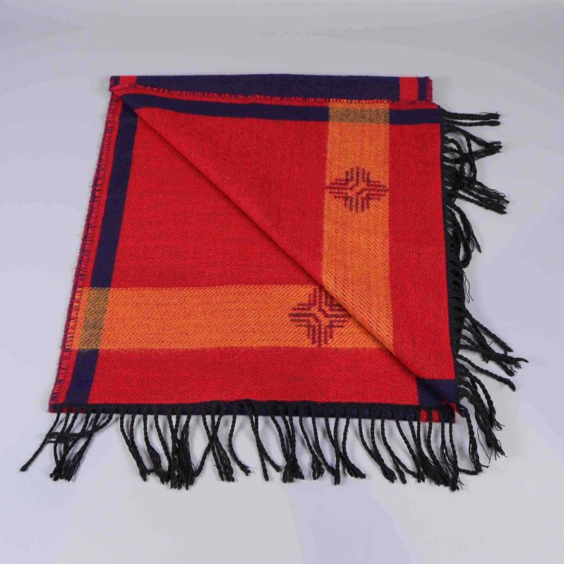 Vikt halsduk med synlig röd och gul kant