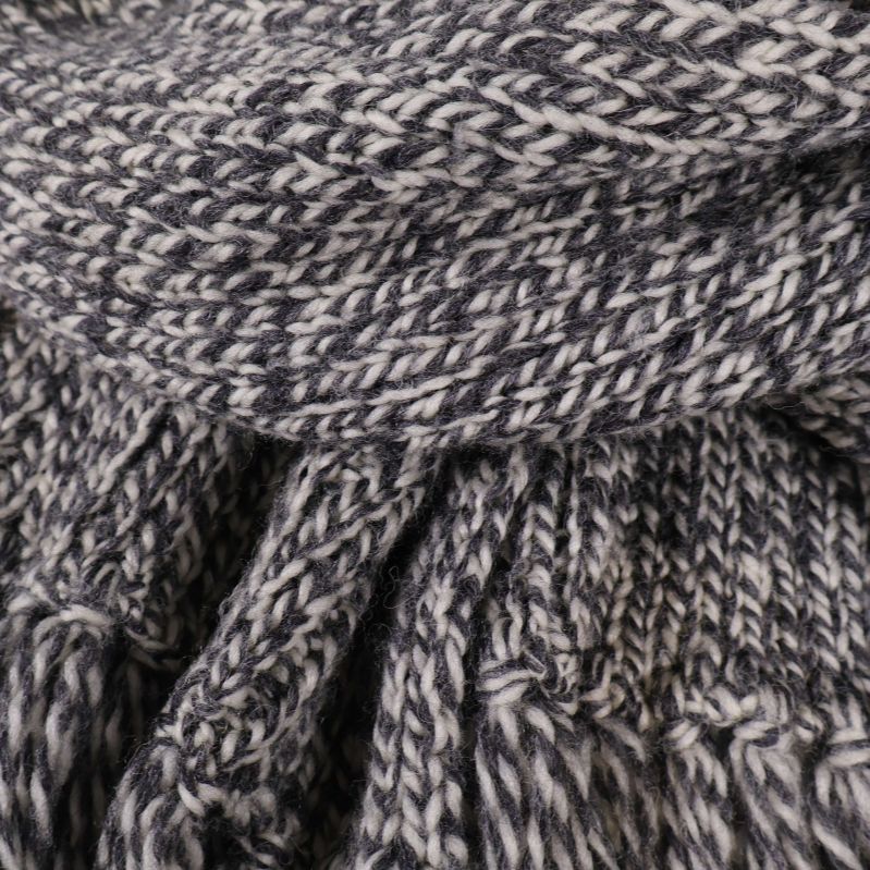 Närbild på stickad struktur i gråa nyanser