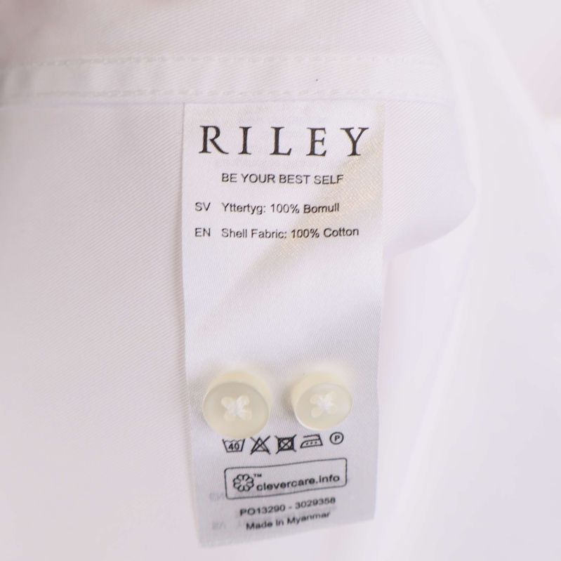 Materiallapp för Riley skjorta, visar 100% bomull