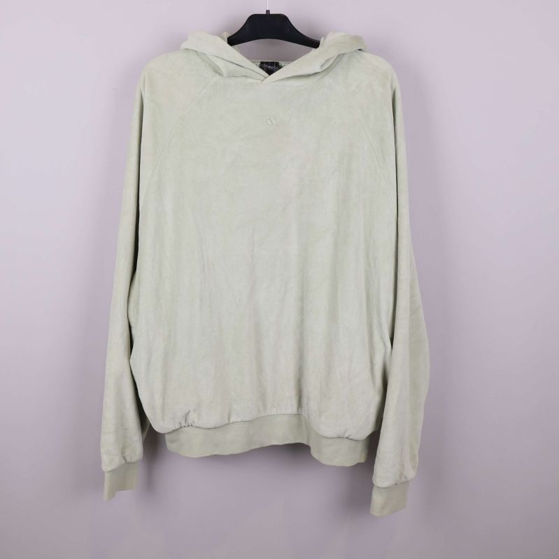 Ljusbeige hoodie med luva framifrån