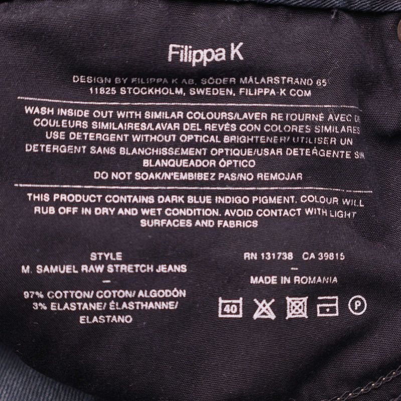 Material- och skötselanvisning från Filippa K