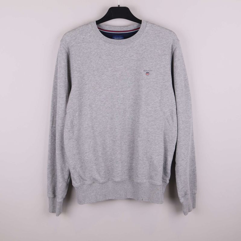 Grå sweatshirt med rund hals på galge