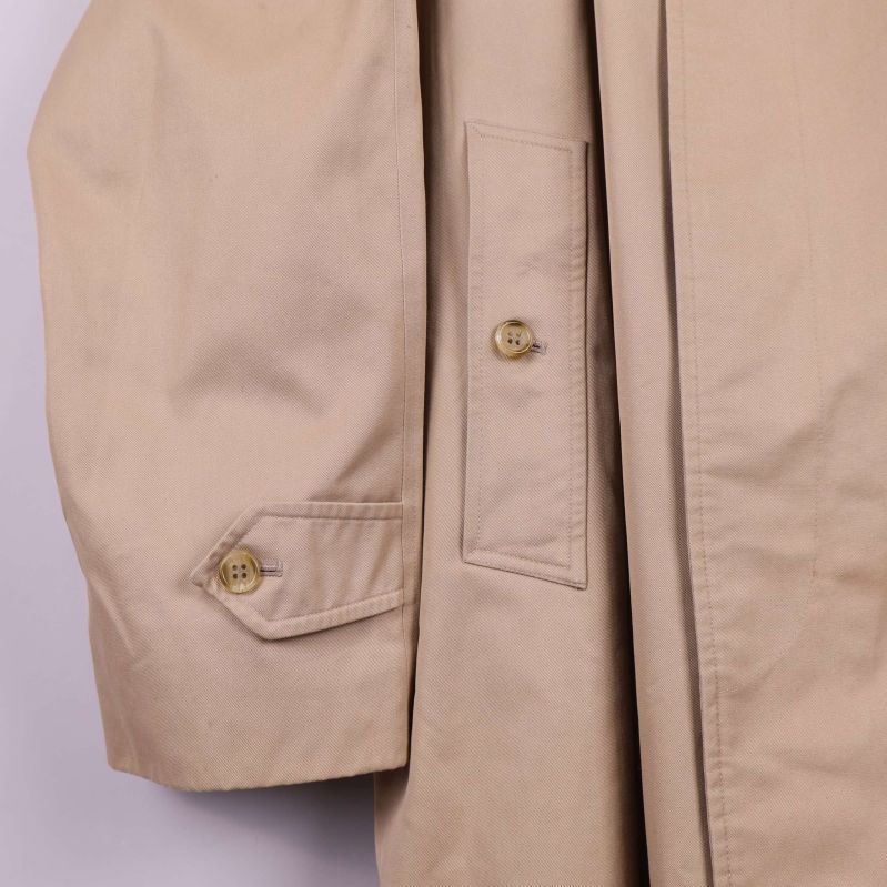 Detalj av knapp och ärmslut på trenchcoat