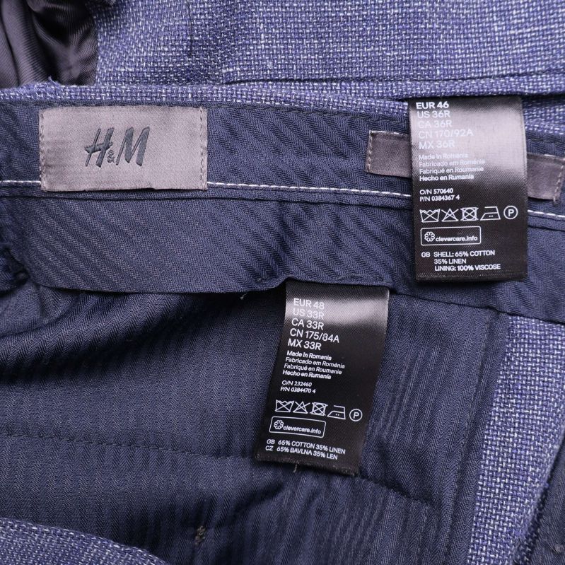 Närbild på svarta tvättråds- och materialetiketter i plagget