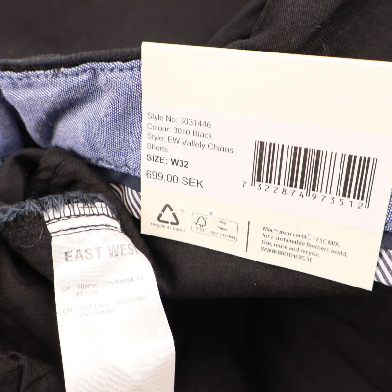 Prislapp och materialetikett från insidan