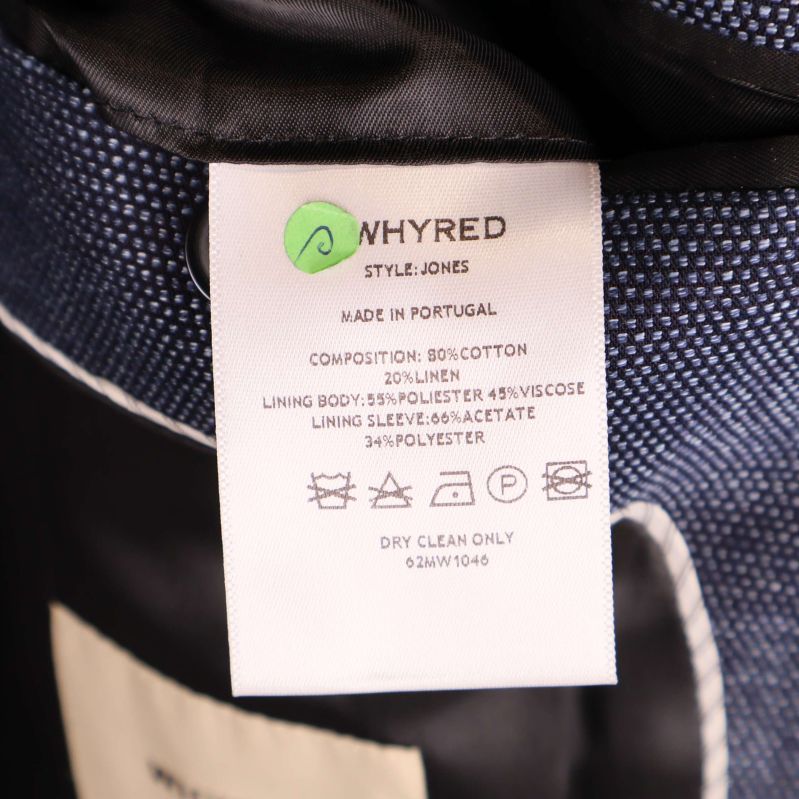 Materiallapp med bomull och polyesterinformation