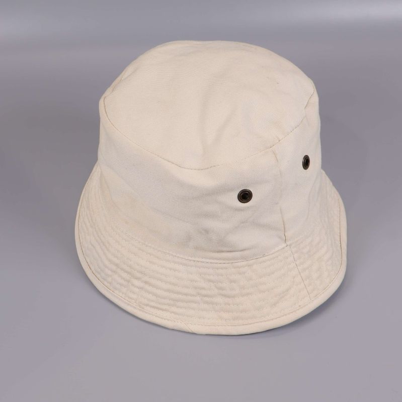 Beige bucket hat med två lufthål, baksida